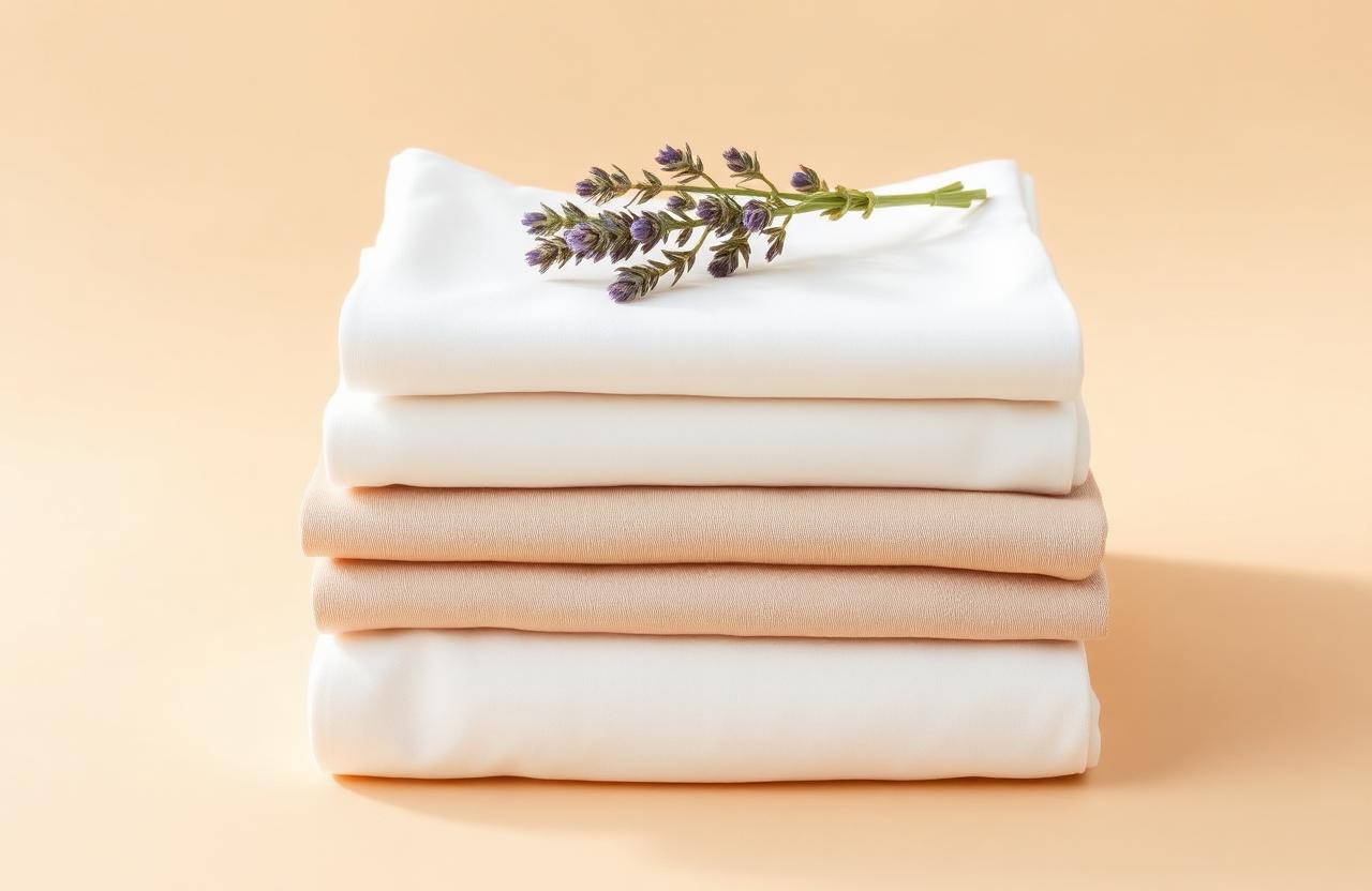 Freshly folded laundry stack with lavender — Dropster Laundry quality